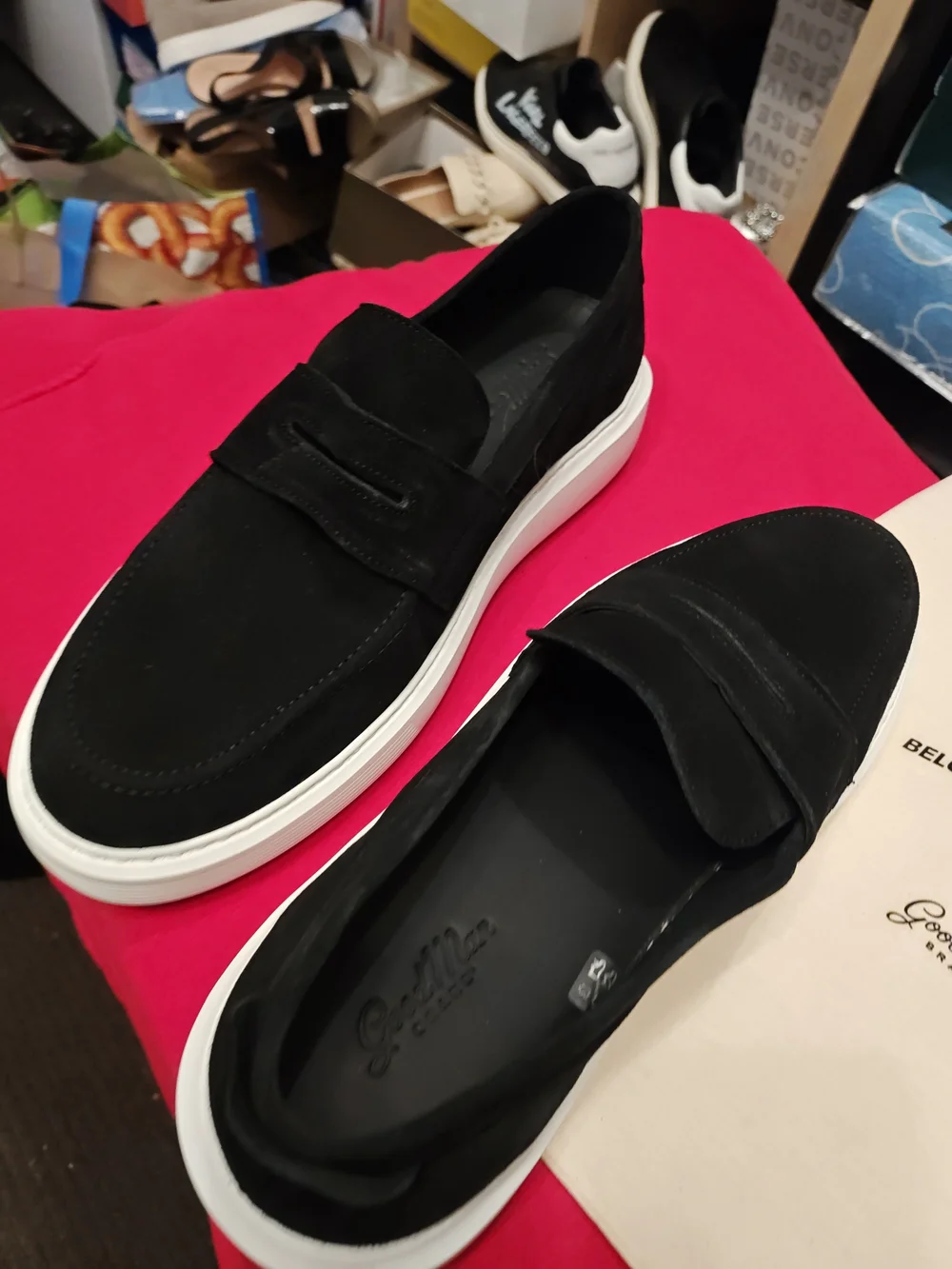 Good Man Brand Black Slip-On Loafers with White Sole Size 11